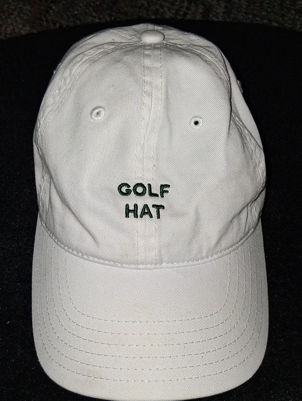 White Golf Hat with Green Embroidery